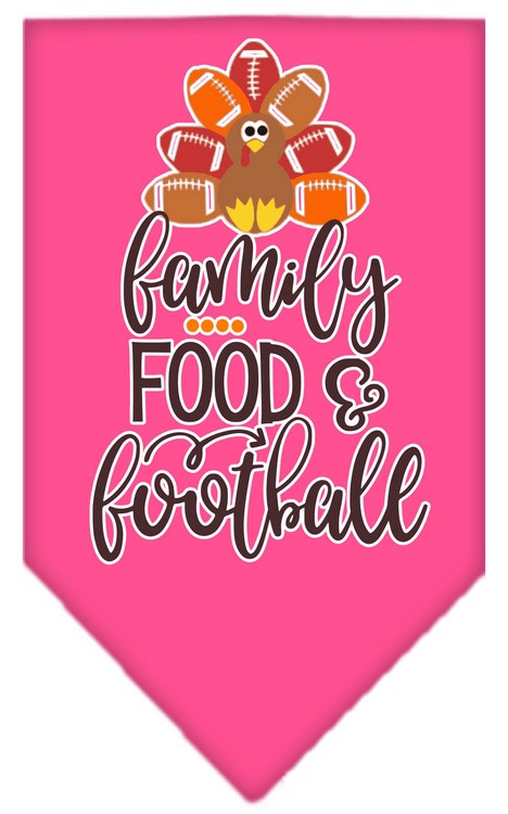 Family, Food, and Football Screen Print Bandana Bright Pink Small